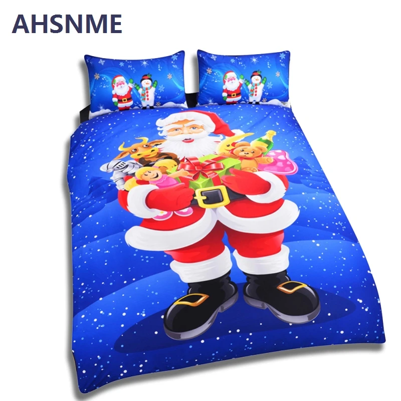 AHSNME 3D Santa Reindeer Christmas Carnival Night Theme Bedding Kit