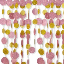 И формирующая листы для кровли 4 м розового цвета с золотой отделкой, яркое круг Бумажная гирлянда-горошек баннер вечерние растяжки Baby Shower День рождения Свадебный декор