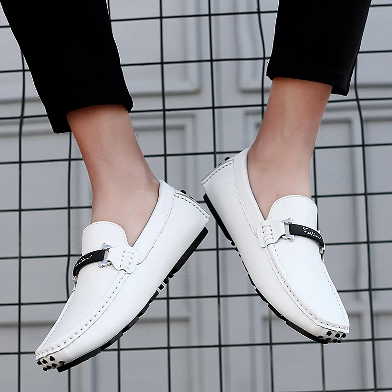 Misalwa 47 White Blue Men Loafers Split Leather Men Casual Shoes Luxury Brand Light Soft Moccasins Breathable Slip on Male Flats