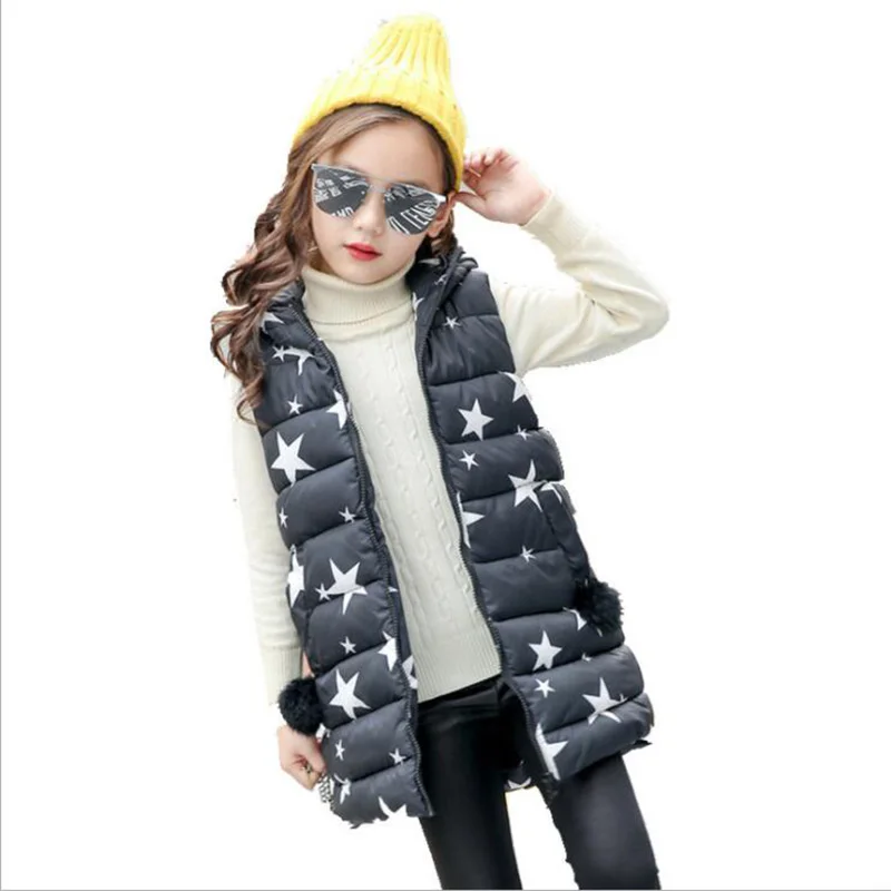 Baby Girl Clothes Winter Outerwear & Coats Children Thick Fashion Star Vest Broadcloth With Cat 4-12 years Children's Clothes