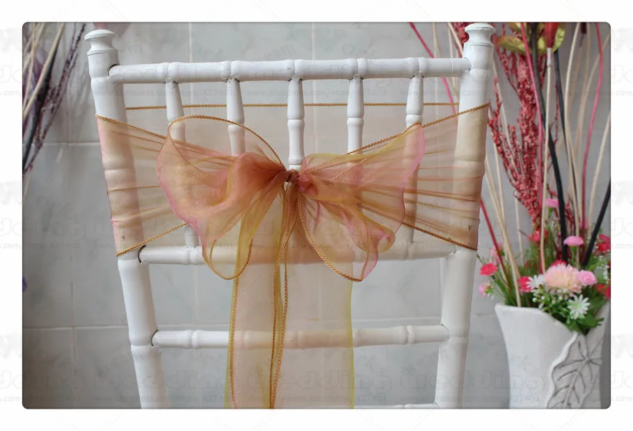 60 цветов-2/3 18x275 см 100 шт из органзы чехлы с бантом Чехлы для стула для свадьбы, памятные события и вечерние банкетные рождественские украшения - Цвет: NO.34