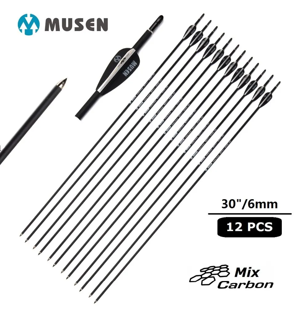 

6/12/24pcs/lot carbon arrows 30 Inches Spine 1000 Bow Arrows shotting Archery arrow feather plastic