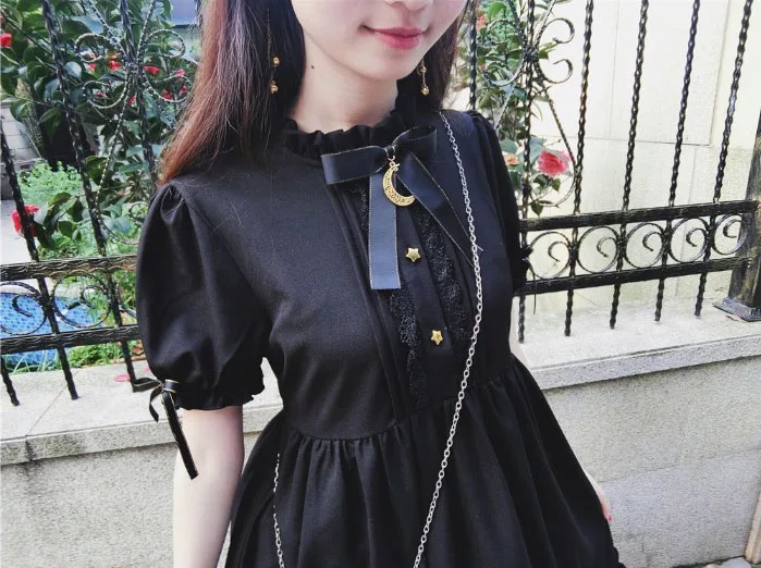 Платье с коротким рукавом в готическом стиле|sleeve dress|short sleeve dressdress black |