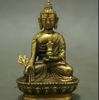 

zhmui8800626238<<++Folk Tibet Tibetan Brass Buddhism Shakyamuni Medicine Buddha Statue Figurine
