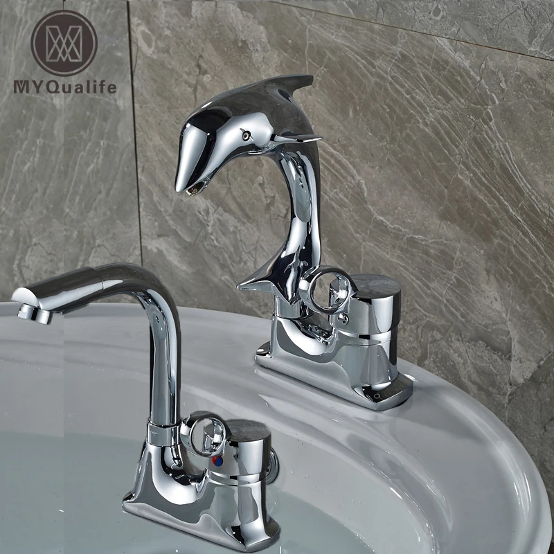 Bathroom Sink Faucet Single Handle Deck Mount Basin Mixer Tap Polished Chrome
