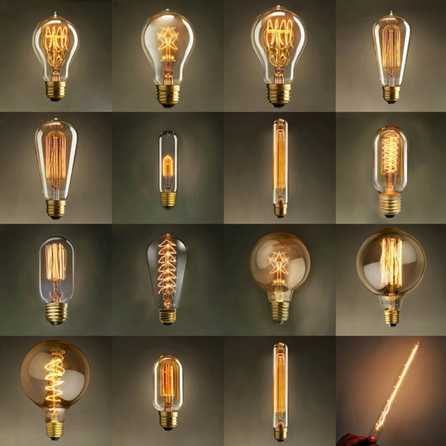 Edison Ampoule E27 220 V 40 W ST64 ST58 A19 T45 G80 G95 T10 Rétro Lampe à incandescence vintage ampoule À Incandescence Edison Lampe Pour décor