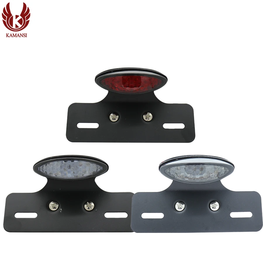 

KAMANSI Motorcycle Accessories Modified Retro LED Taillights License Plate Brake Lights Night Lights