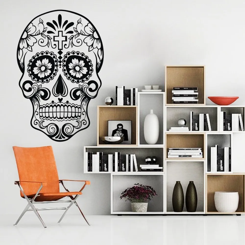 Mexican Sugar Skull office stickers dia de los muertos Vinyl Wall