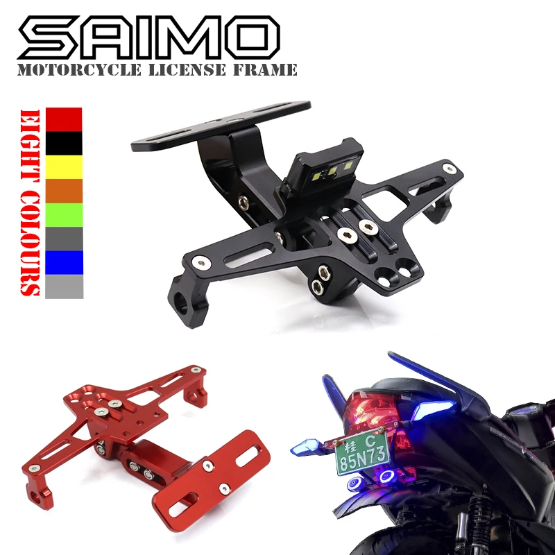 Soporte de montaje placa matricula trasera motocicleta aluminio CNC Универсальный con luz LED blanca para Honda | Автомобили