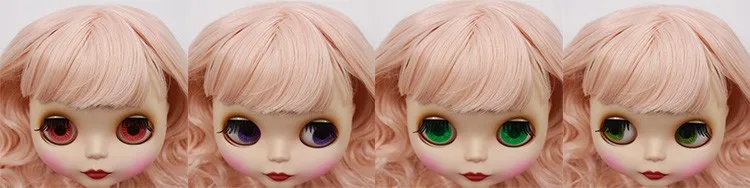 Factory Blyth Doll Long Wavy Pink Hair With Bangs Matte Face 4 Colors For Eyes