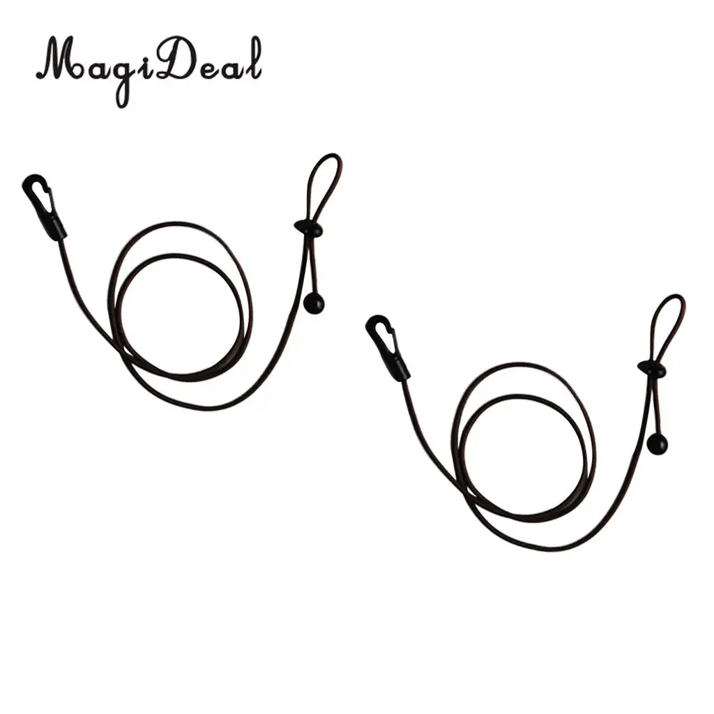 MagiDeal 2 Pieces 1.2m Elastic Kayak Paddle Leash Bungee Fishing Rod Lanyard Orange/Coffee