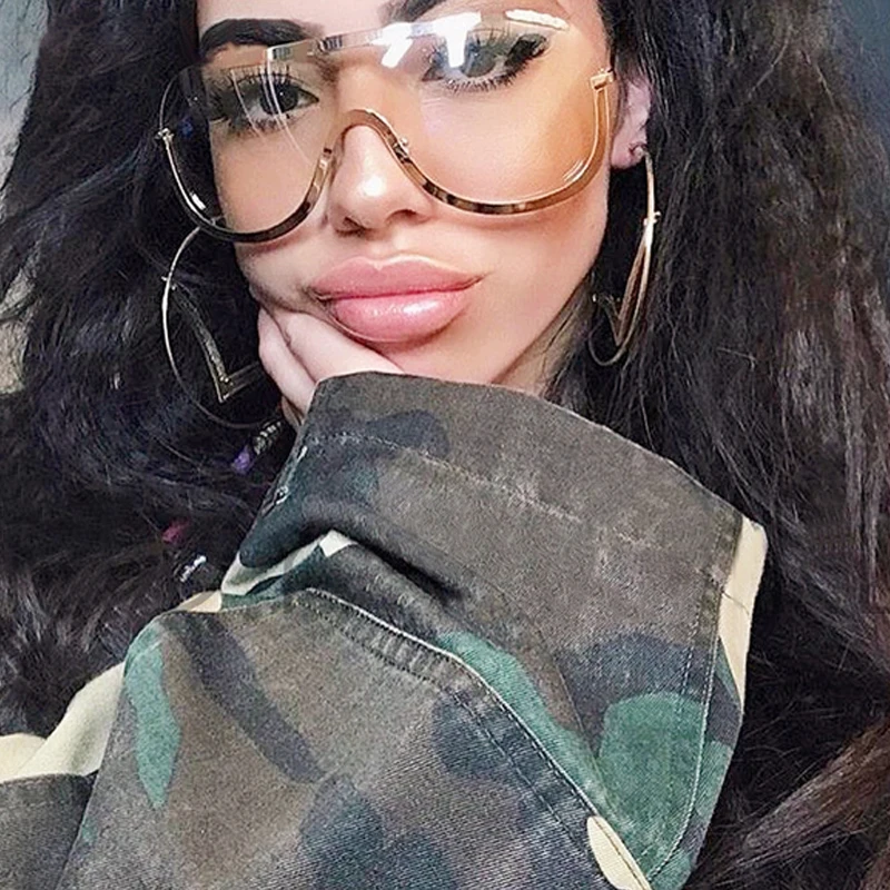 

SOZO TU Goggle Sunglasses Women Big Sunglasses Unique Oversize Shield UV400 Gradient Vintage eyeglasses frames for Women Lady