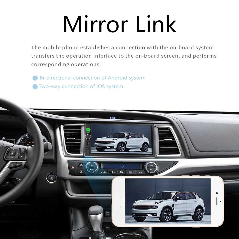 Hikity auto radio 2 din Car Radio 7 Inch Auto Radio Multimedia Player with ISO/Android Mirror link Support Steering Wheel Remote