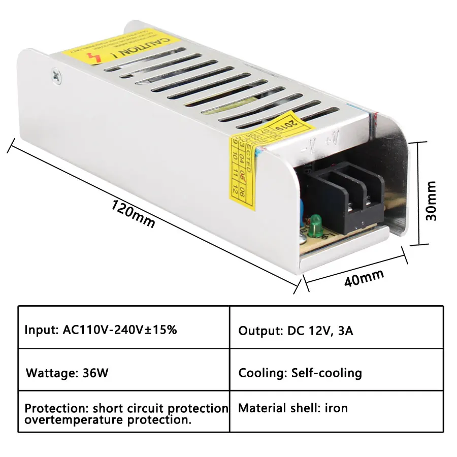 12 v светодиодный Питание 3 5 8,5 10 15 30 DC 12 V Светодиодный драйвер адаптер Освещение трансформаторы 36 W 60 W 120 W 150 W 180 W 200 W 240 W 360 W