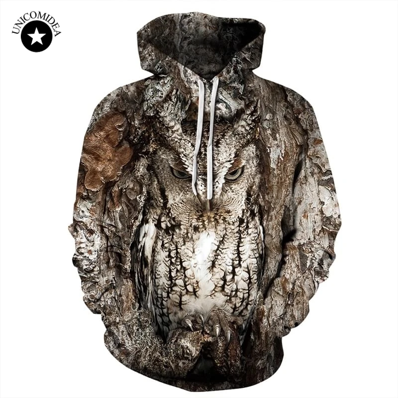 Owl 3D Animal Printed Forest Hoodie Men Women Casual