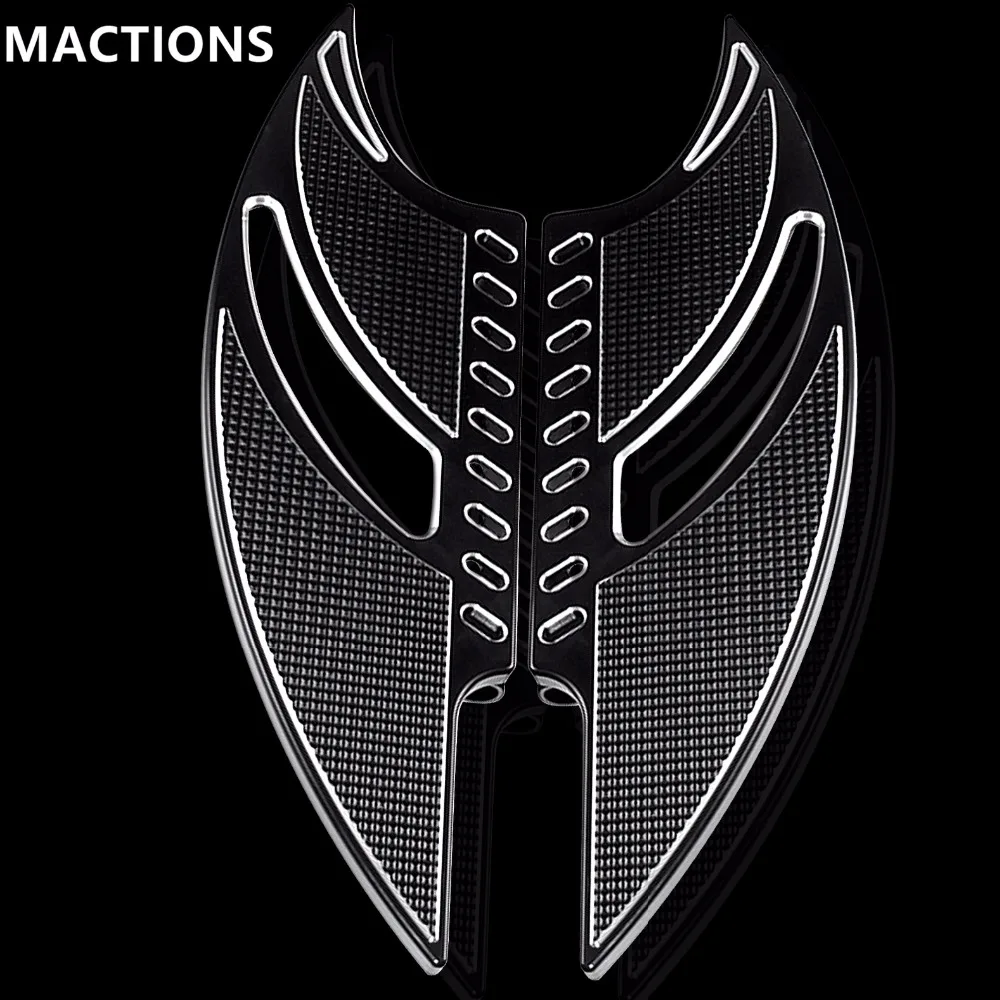 Black CNC Tomahawk Front Driver Stretche Floorboards Foot Rests For Harley Touring Softail FL Dyna FLD 1986-2015 Models
