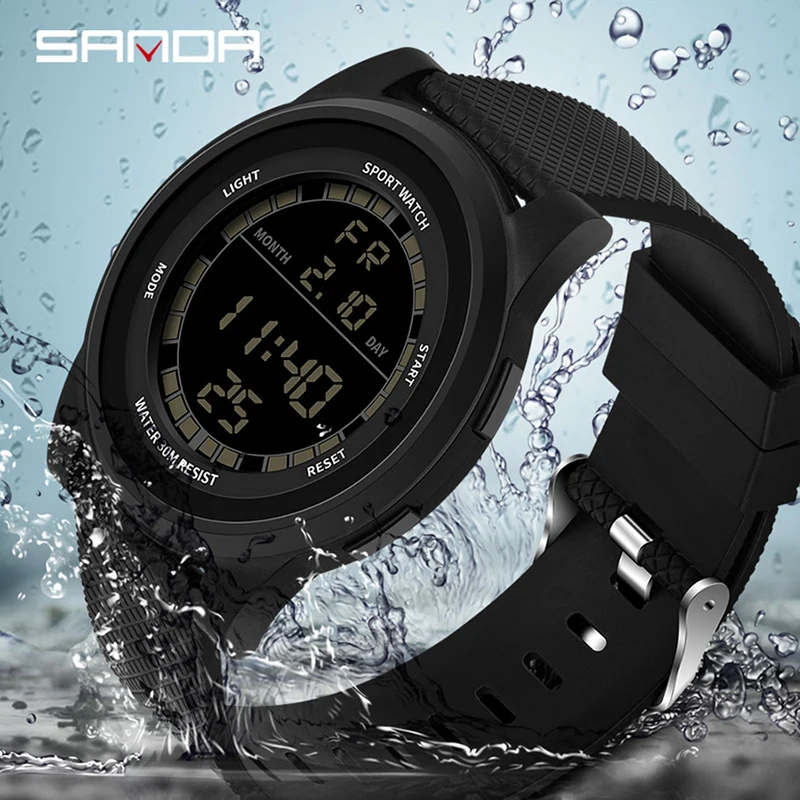 SANDA супер тонкие цифровые часы для мужчин водонепроницаемые светодиодные электронные мужские часы ультра тонкие военные часы Relogio Masculino Новинка 365