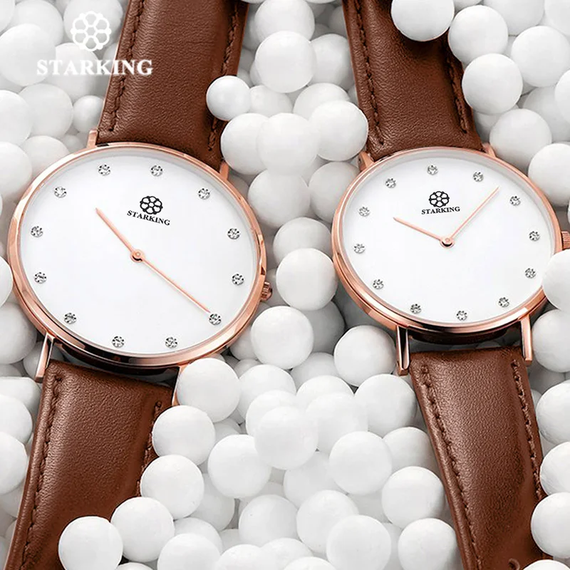 Homens e Mulheres Relógios de Pulso de Couro Par de Quartzo Starking Casual Luxury Novidades Relógio Relógios Casal Fino Estilo Simples Hodinky 6mm