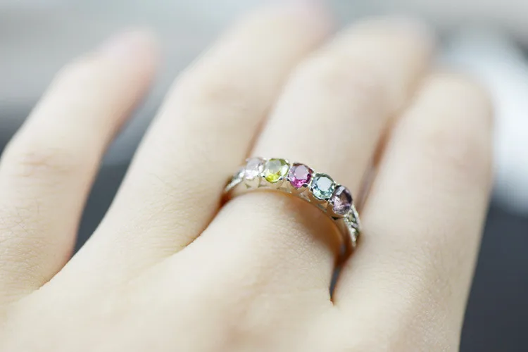 FNJ чистое серебро 925 пробы натуральное кольцо с турмалином для женщин ювелирные изделия S925 тайское Серебряное кольцо для женщин свадебный подарок LR59