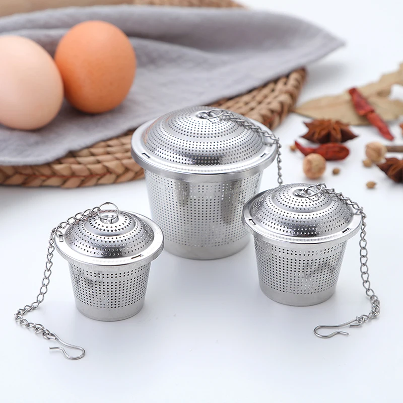 1PCS Stainless Steel Spice Seasoning Bag Mesh Ball Shape Tea Filter Basket Infuser Strainer Chained Lid Kitchen Tools | Дом и сад