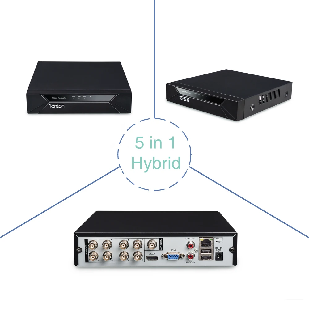 Тонтон 8 канальный 1080P HD 5 в 1 DVR комплект видеонаблюдения CCTV Системы 6*1080P 2.0MP Крытый