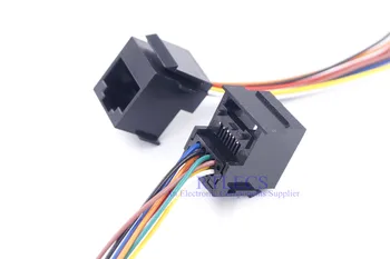 

20 pcs 648-8P8C RJ45 Modular Connector 648 8P8C Socket Female Crimp Wire 8 Cores 15 cm Length Black Insulator Network Connector