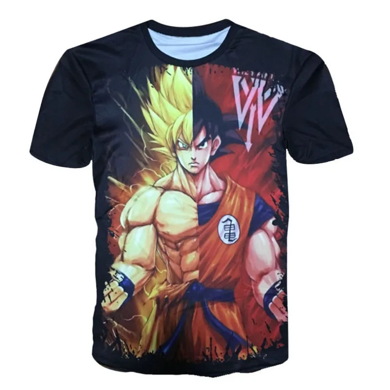 Dragon Ball Z футболка Супер Saiyan Сон Гоку черный Гохан Вегета Мастер Роши 3D печатных