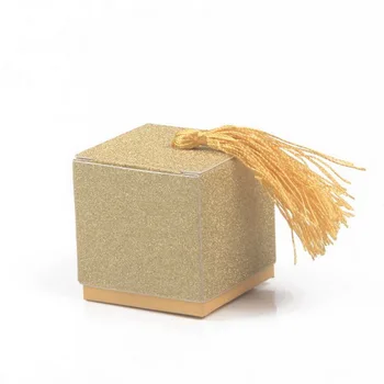 

Wedding Party Favors And Gifts Candy Box "All That Glitters" Gold Glitter Favor Box For Guest 50pcs