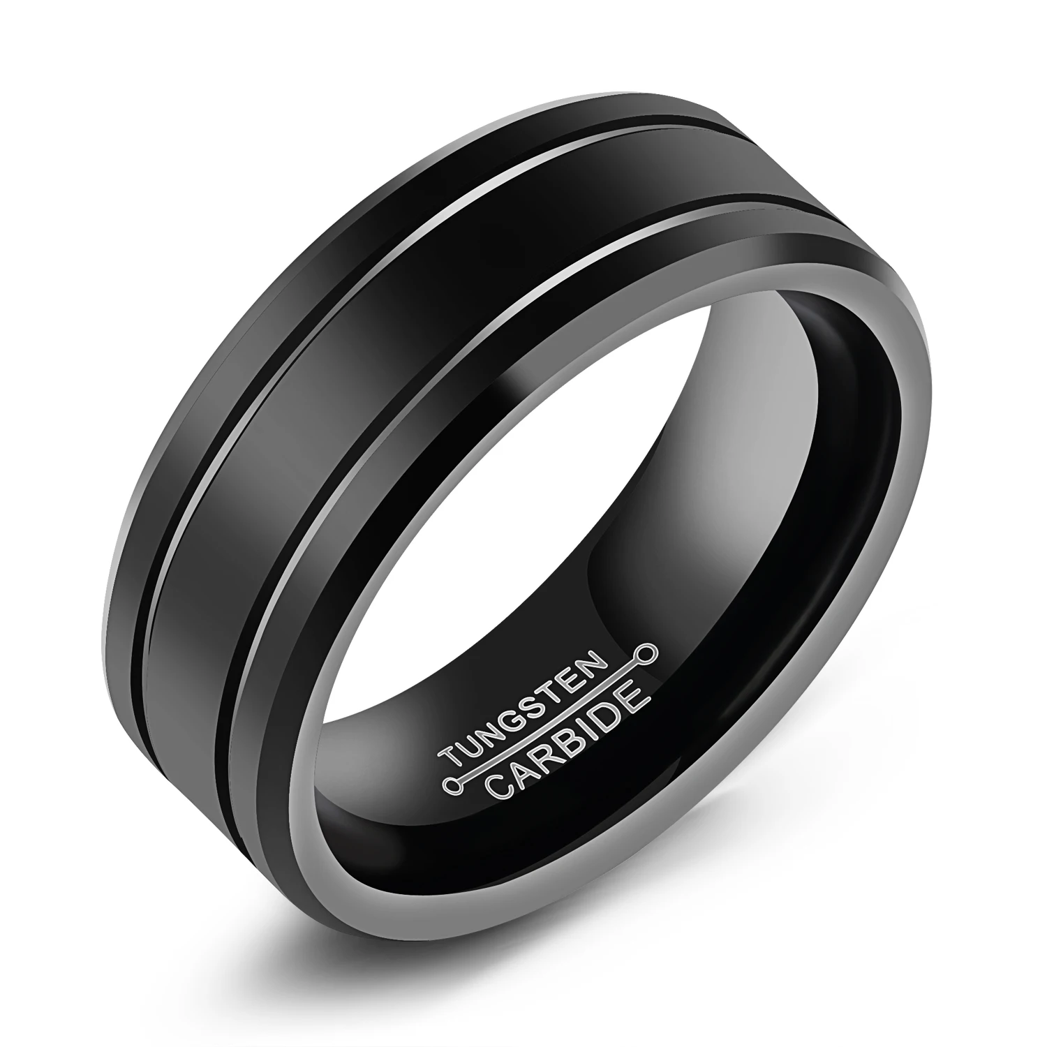 Fashion Tungsten Cool Men Rings High Polished Vintage Design 8mm Width