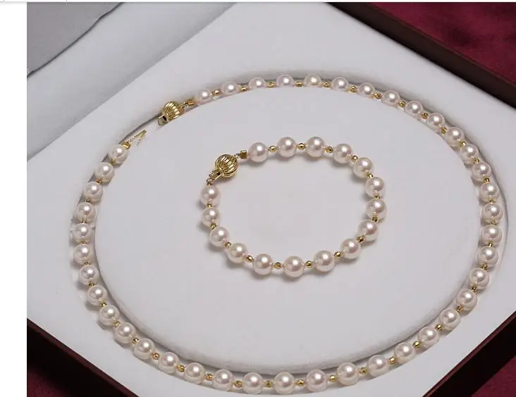 

set of 10-11mm south sea round white pearl necklace18 &bracelet 7.5-8