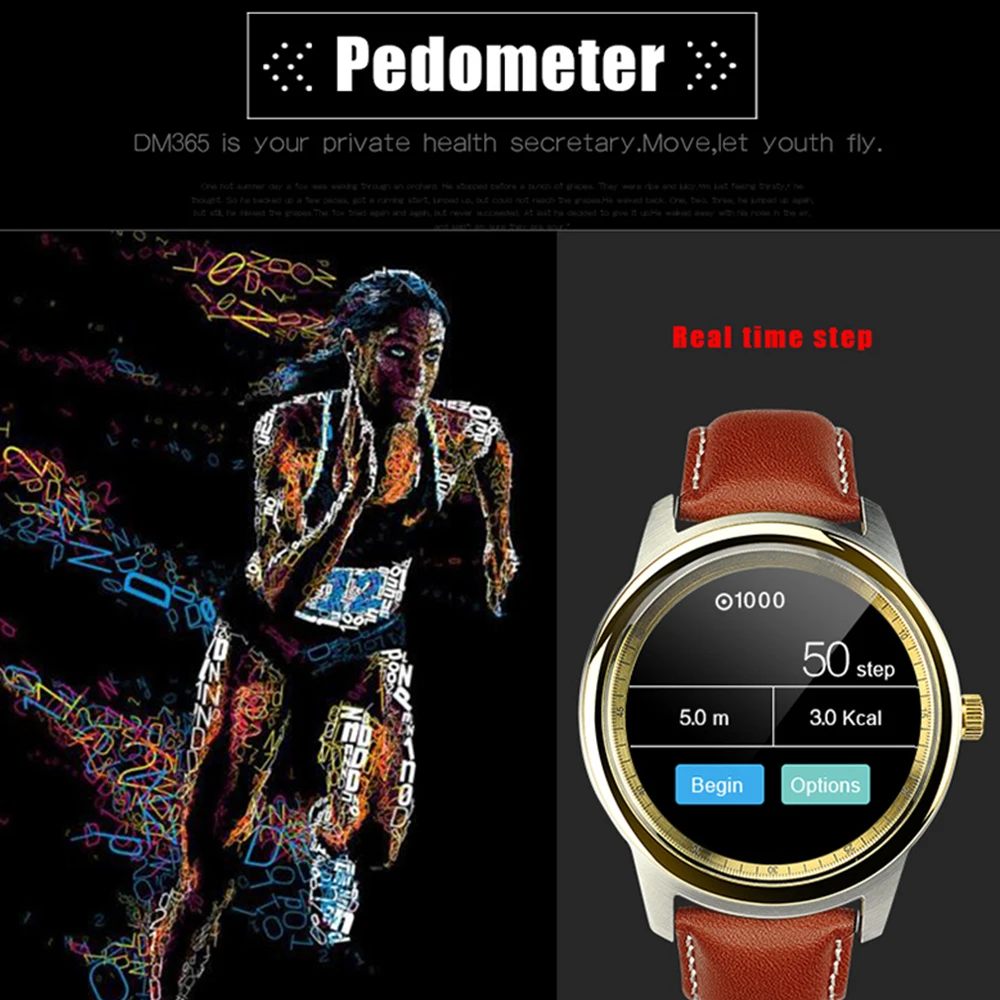 DM365 Смарт часы MTK2502A IPS экран Bluetooth SmartWatch фитнес трекер приложение для iphone IOS Android Phone