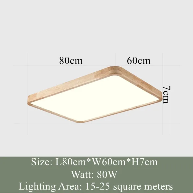 DAR деревянный потолочный светильник квадратная прямоугольная люстра Потолочная Лампа поверхностного монтажа современные светодиодные потолочные светильники для гостиной - Цвет корпуса: 80x60cm 80W