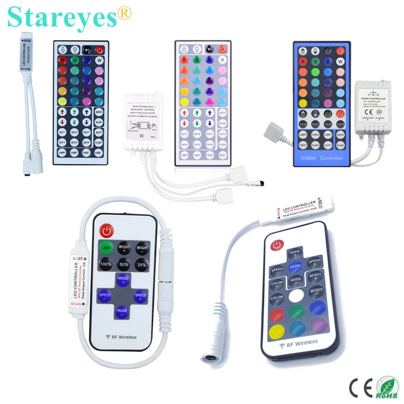 

1 Piece LED strip 5M 10M RGB controller 44 key Remote 40 Key RGBW RF11 key 17 key Controller for SMD 5050 3528 Strip