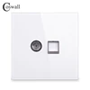 Панель Coswall из закаленного стекла, CAT5E RJ45, разъем для передачи данных через Интернет, розетка для телевизора, белая, черная, серая ► Фото 1/6