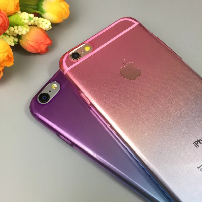 Gradient Color Silicone Case For iPhone 6 6S / Plus Luxury Anti-crash Cover i Phone 6Plus S Bag |