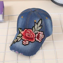 New Women Baseball Caps Denim Snapback Hat Floral Embroidery Female Bone Hip Hop Hats Casual gorro feminino Fashion Accessories