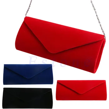 

THINKTHENDO Ladies Velvet Evening Clutch Handbag Chain Bag Formal Chain Shoulder Tote Purse