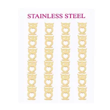 LUBINGSHINE, Женская Золотая Сережка-гвоздик из нержавеющей стали, цветная металлическая сова, сердце, дельфин, Бабочка, маленькие серьги, ювелирные изделия, 12 пар/лот