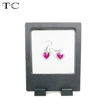 PET Membrane Accessories 9x11cm Jewelry Earrings Packaging 3D Display Box Bague Jewellery Presentation Stand Holder Rack