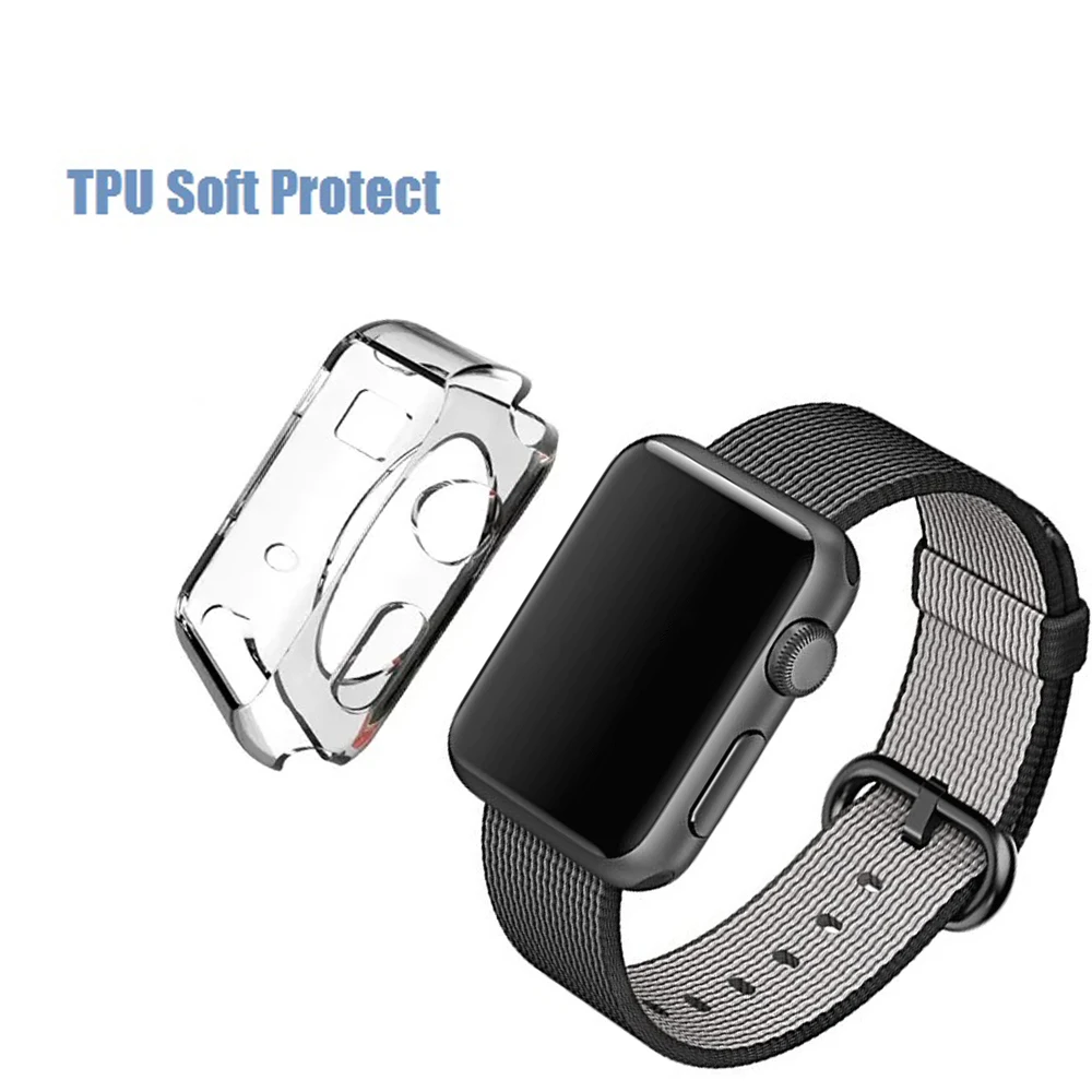 Nylon-Watch-Band-Uitee-Woven-for-Apple-Watch-42mm-38mm-Replacement-Strap-for-iWatch-Light-Fabric-colour and TPU case
