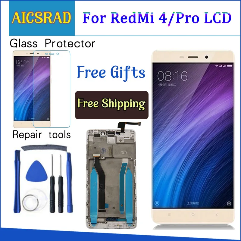 Продажа AICSRAD 5,0 font b lcd b font для Xiaomi Redmi 4 Pro дисплей сенсорный экран с рамкой для Xiaomi Redmi 4 Прайм ЖК дисплей Замена