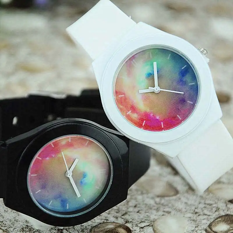 Простые Модные женские часы Звездное небо силиконовые наручные часы браслет часы женские кварцевые LXH