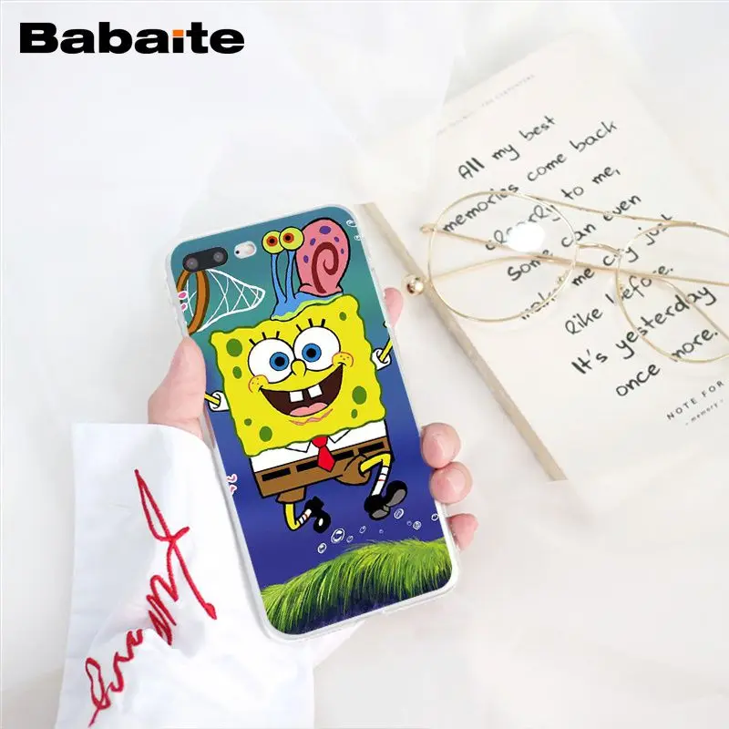 Babaite SpongeBob SquarePants Sponge Bob Phone Case for iPhone 6S 6plus 7 7plus 8 8Plus X Xs MAX 5 5S XR 10