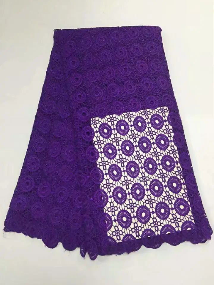 

5Yards/pc Beautiful purple african water soluble lace embroidery french mesh cord lace for dress BW138-3
