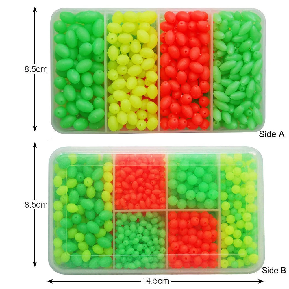 1000 шт Круглые Овальные разных цветов Размер светящиеся бусины для рыбалки оранжевый желтый зеленый плавающие пластиковые рыболовные бусины Рыболовные Снасти Коробка