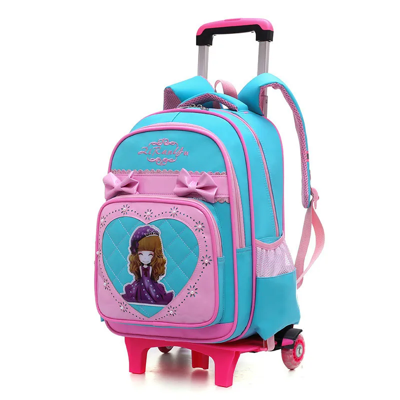 Trolley School Bags 2/6 trolley school backpack Girls Cartoon Backpack