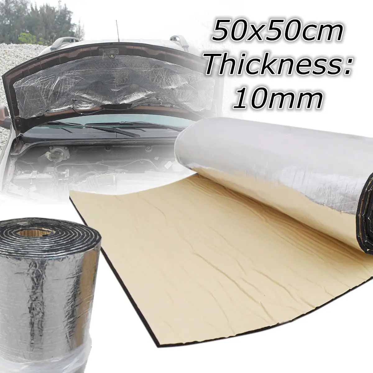 

10mm Sound Deadener Car Heat Shield Insulation Deadening Material Mat 50cmx50cm