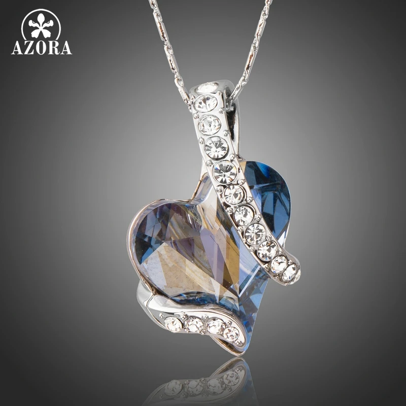 Forever Love Light Blue Heart Stellux Austrian Crystal Classic Pendant Necklaces for Valentine’s Day Gift of Love TN0195