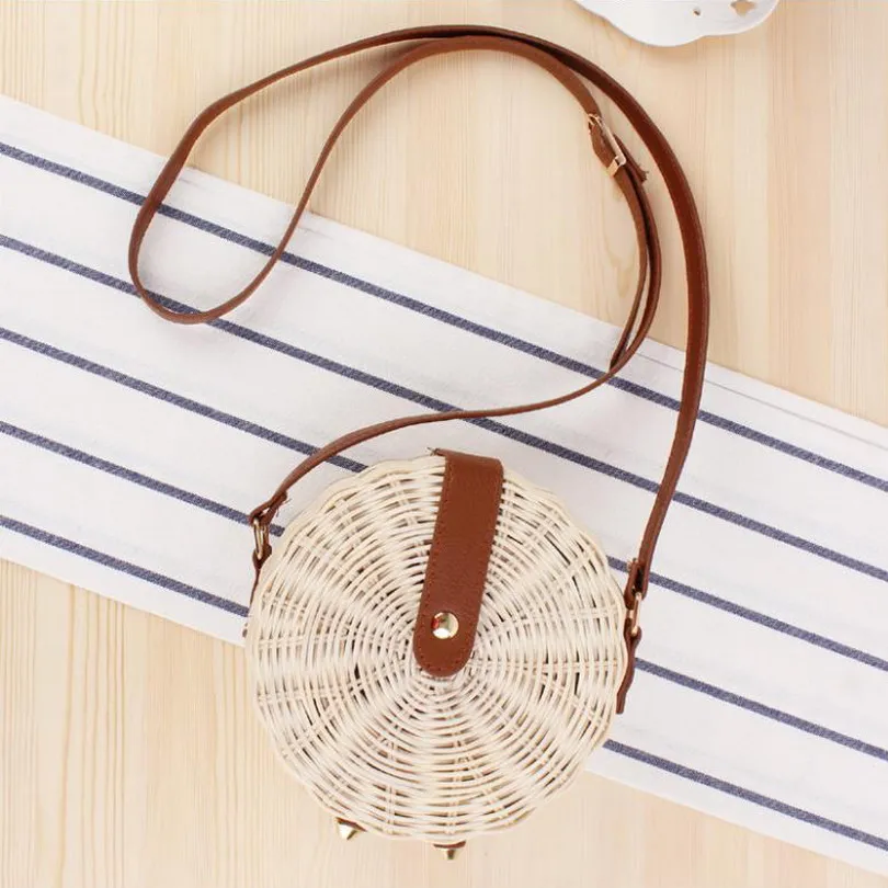 

2019 New Design Handmade Cotton Linen High Quality Summer Beach Bag Weaving Handbags Ladies Circular Straw Bag Wrapped Bag Bolsa
