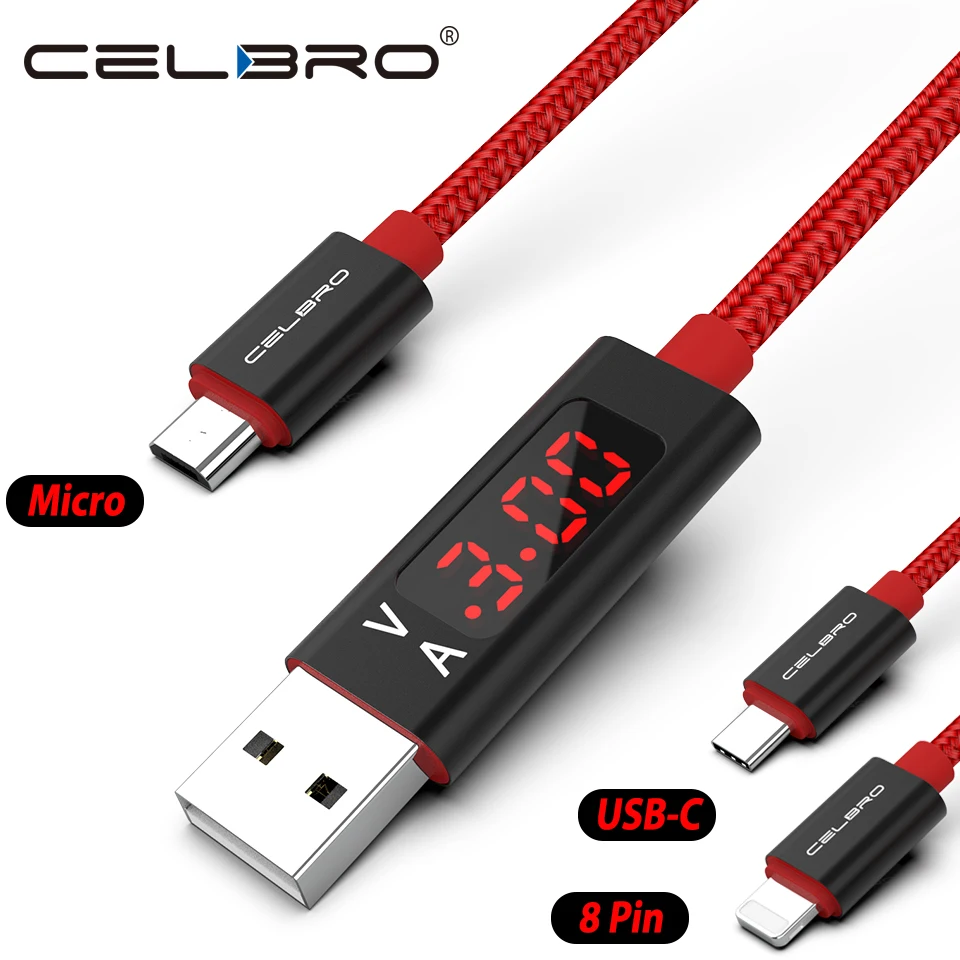 

LED Display USB Type C Charging Cable for Xiaomi Meizu LG Fast Charger Micro USB Cable Tipo C Microusb Android Data Cord Line 1M